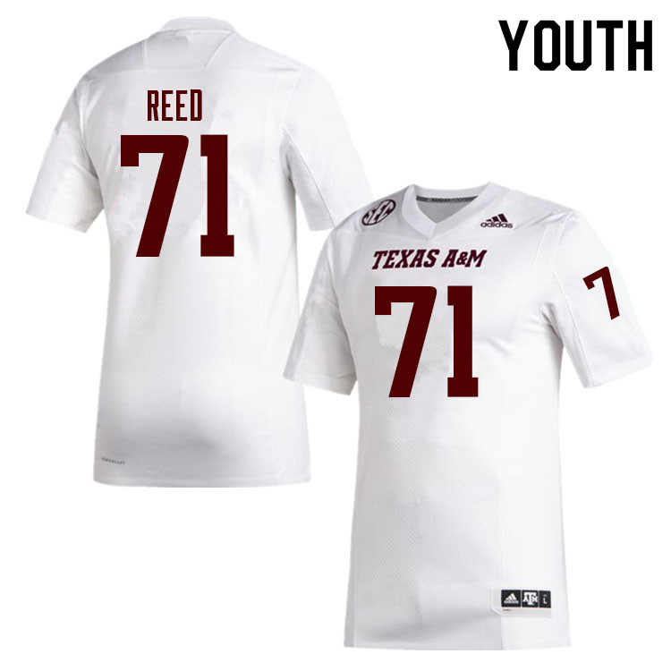 Youth #71 Grayson Reed Texas A&M Aggies College Football Jerseys Sale-White